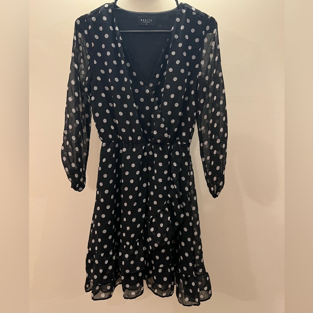 Elegant Black Polka Dot Dress